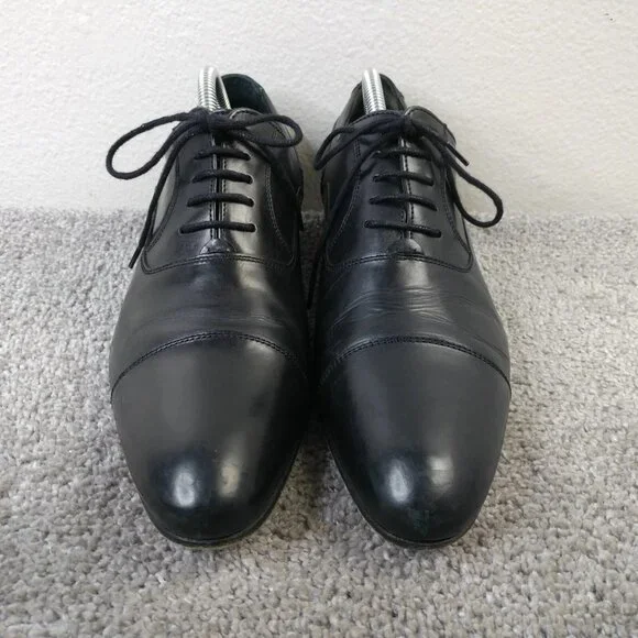 Russell & Bromley Mens UK 7 Shoes Cap Toe Oxford Lace Up Black Leather Hand Made - Picture 5 of 11